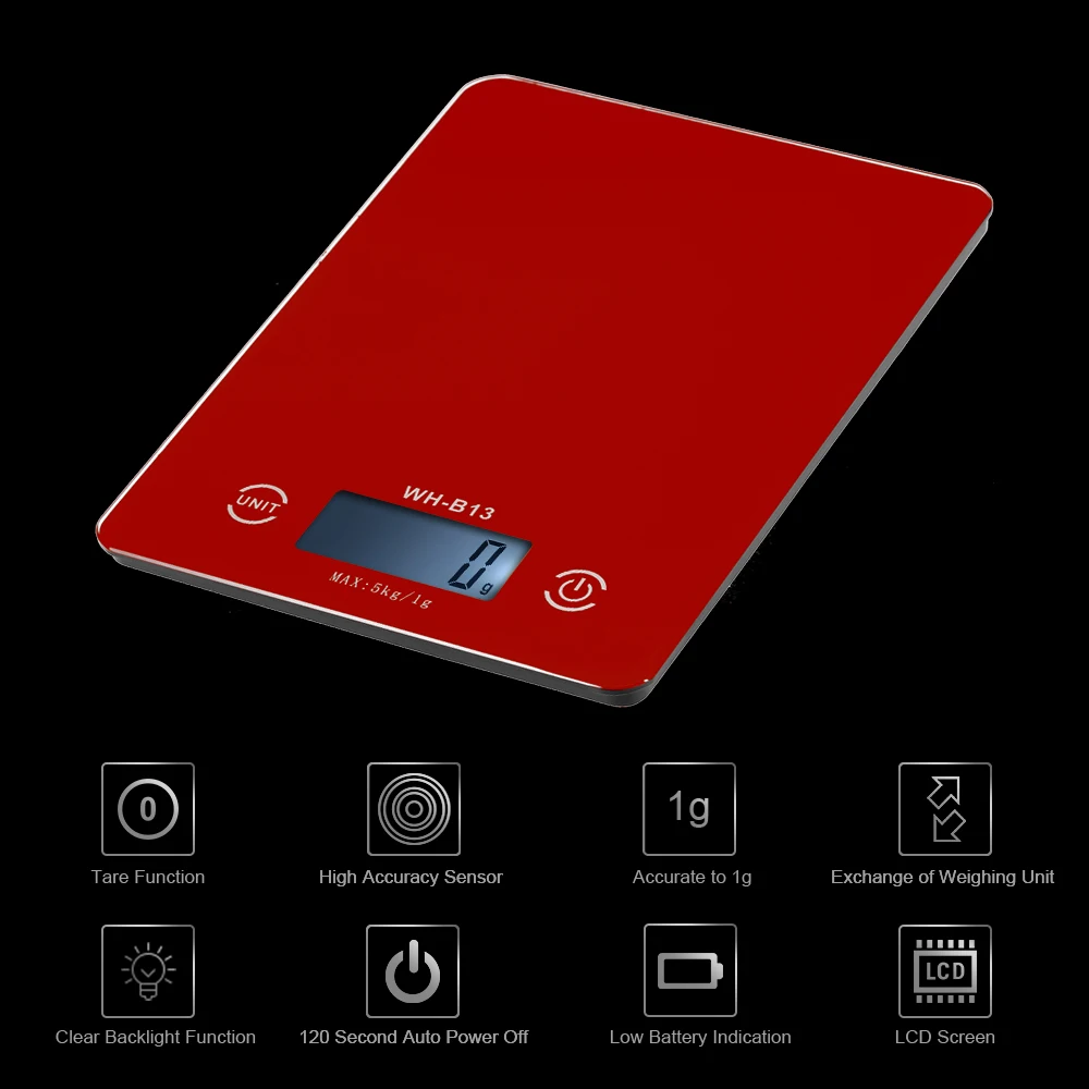 Цифровые кухонные весы с ЖК дисплеем и подсветкой 5 кг/1 г|Кухонные весы| |