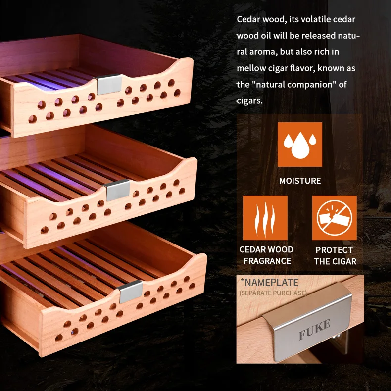 Горячая Распродажа, Электрический шкафчик для хранения сигар "Humidor" светодиодный светильник Humidor сигары охладитель шкаф испанский кедр деревянная полка сигары погреб FK-68C