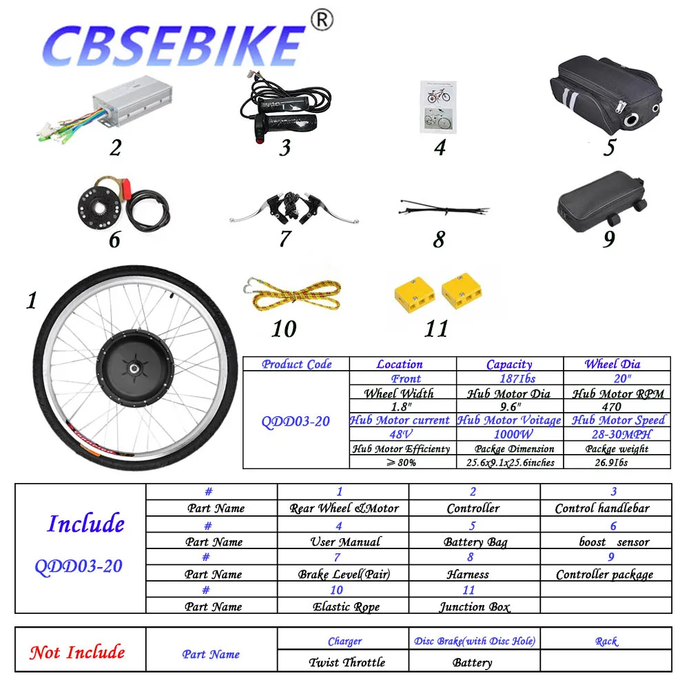 20inch 48v1000w QDD3 CBSEBIKE 20 дюймов Ebike переднее моторное колесо комплект высокоскоростной конверсионный концентратор Электрический велосипед QDC01-20 - Цвет: 20inch 48v1000w QDD3