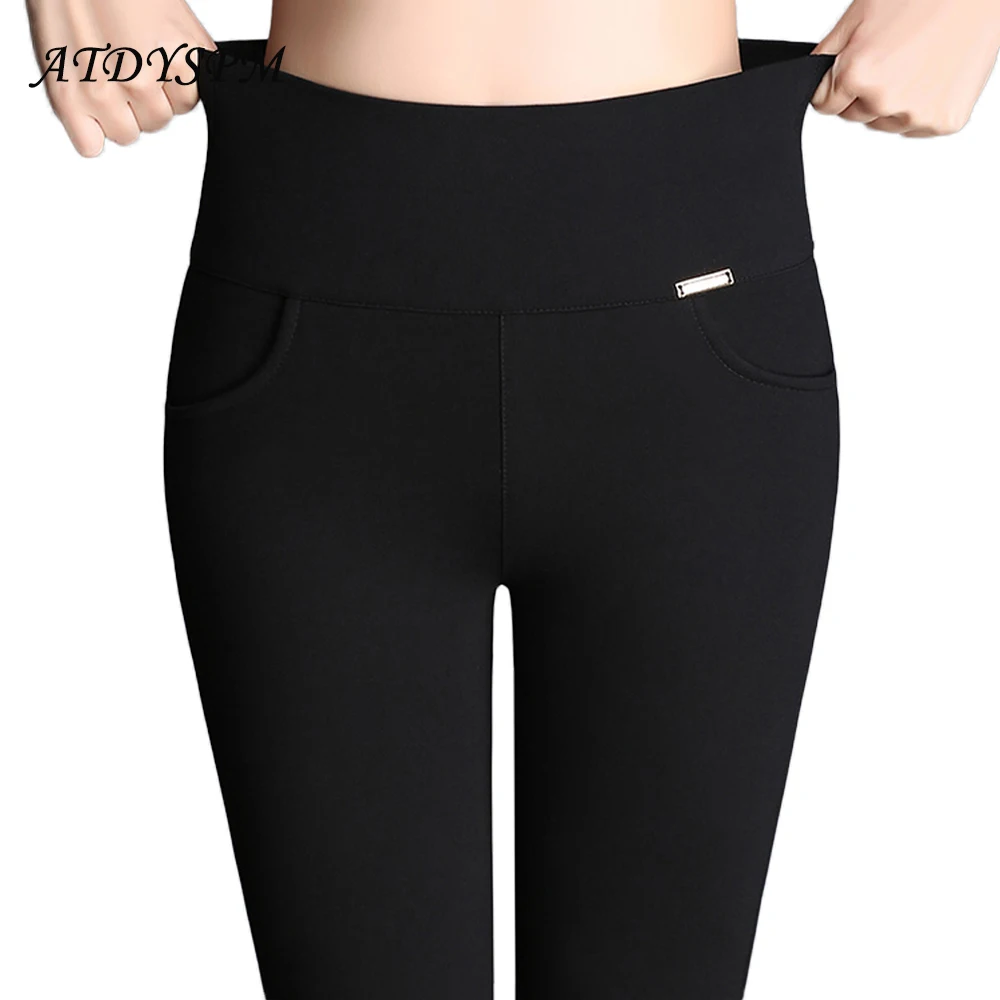 

Vintage Women Pencil Pants Plus Size Elastic High Waist Pants Casual Slim Trousers Female Skinny Outwear Leggings Office Pants