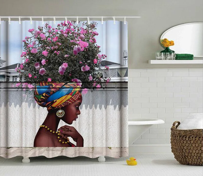 

Customized 3D African Girl Waterproof Shower Curtain Bathroom Shower Curtain Home Decor Accessories