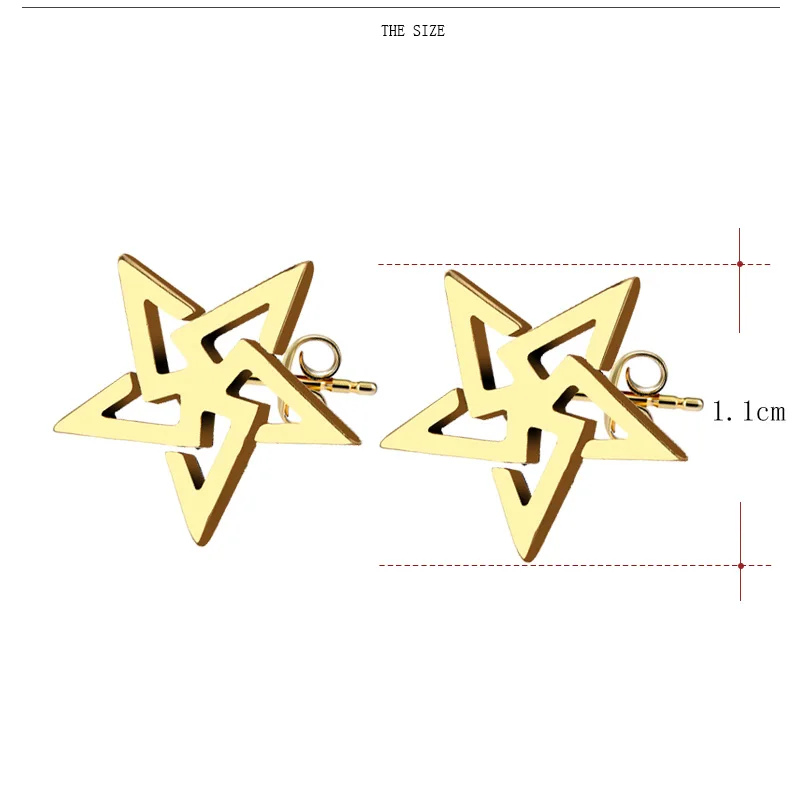 DOTIFI Stainless Steel Stud Earring For Women Man Pretty Pentagram Gold And Silver Color Lover's Engagement Jewelry | Украшения и