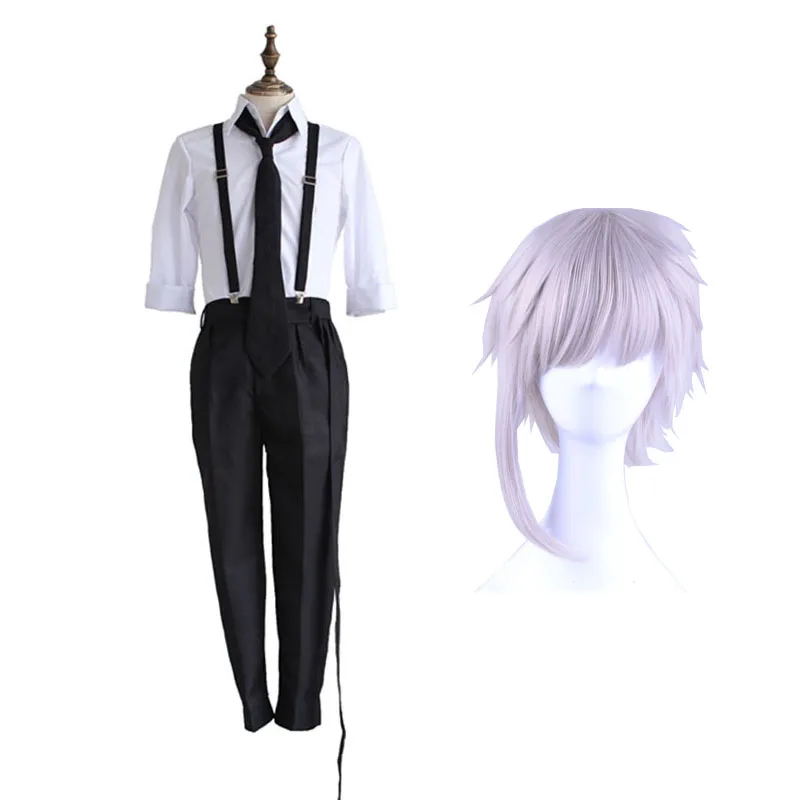 Wig and costume Cosroad аниме Банго бродячие собаки Atsushi Nakajima костюмы для косплея парики рубашки брюки галстук перчатки набор - Цвет: Wig and costume