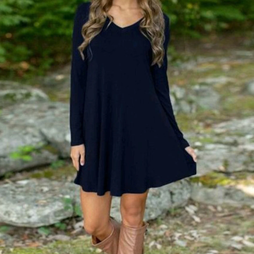 Женский Повседневный свободный с v-образным вырезом длинным рукавом необычной