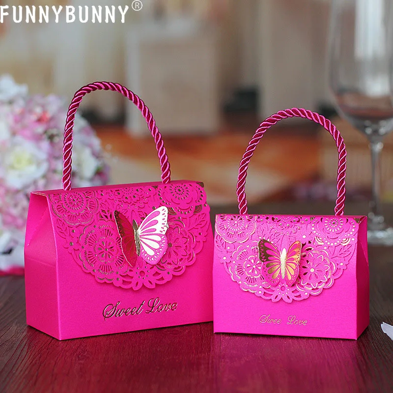 FUNNYBUNNY бабочка цветок конфеты бумажный подарочный пакет с ручкой свадебный