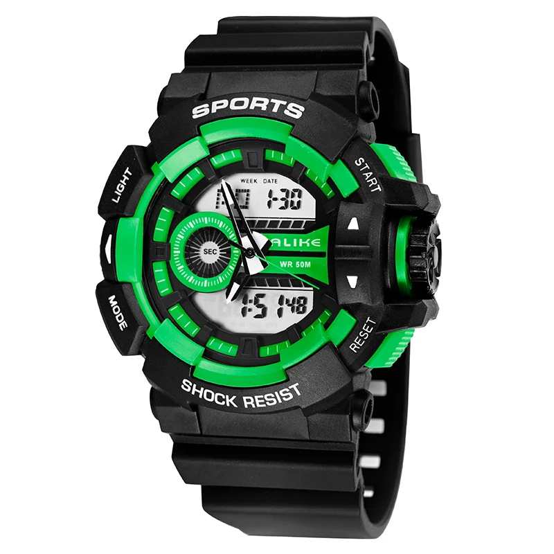 Высококачественные мужские спортивные часы с двойным дисплеем цифровые