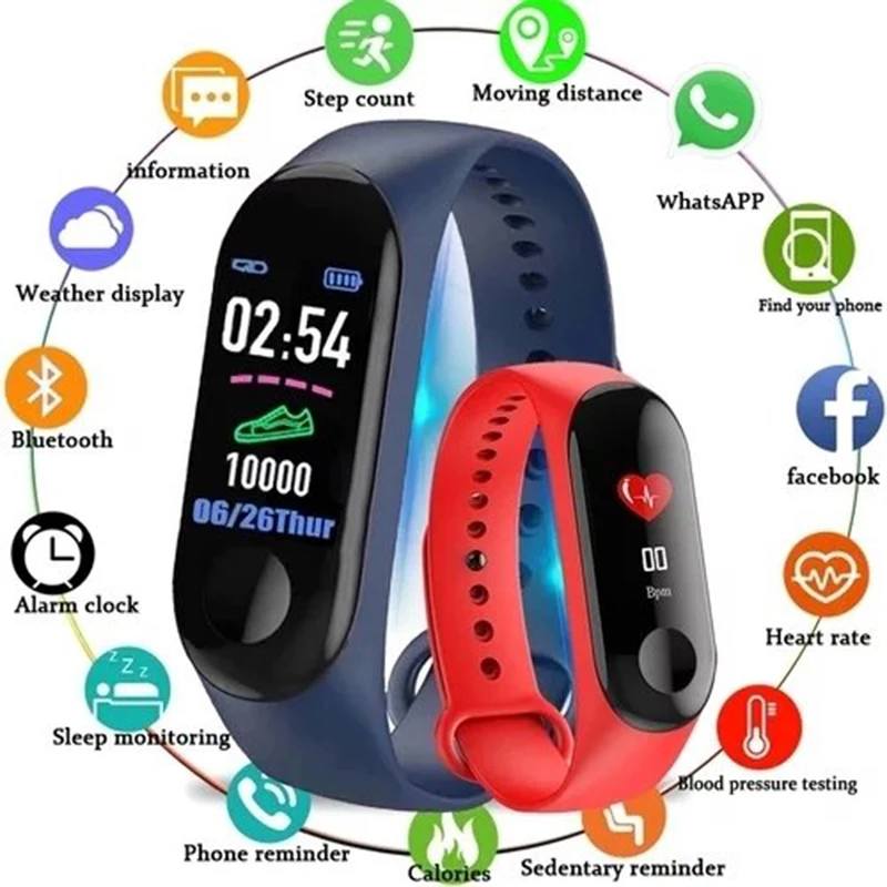 

M3 Smart Bracelet Women Men Call Information Reminder Heart Rate Sports Waterproof Color Screen Smart Bracelet For Android IOS