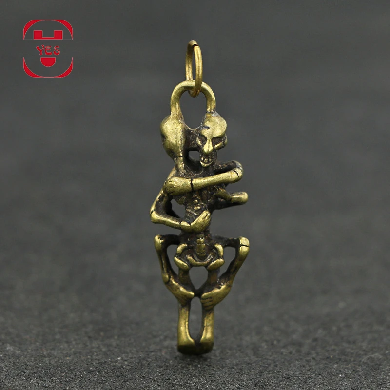 Винтажная латунная мини подвеска в виде черепа украшение для дома и офиса