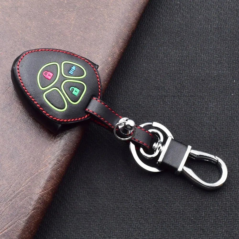 Светящийся чехол для ключей из натуральной кожи для Toyota Camry Scion TC Avalo Corolla Matrix Rav4 Venza Yaris 3 кнопки дистанционного брелока крышка