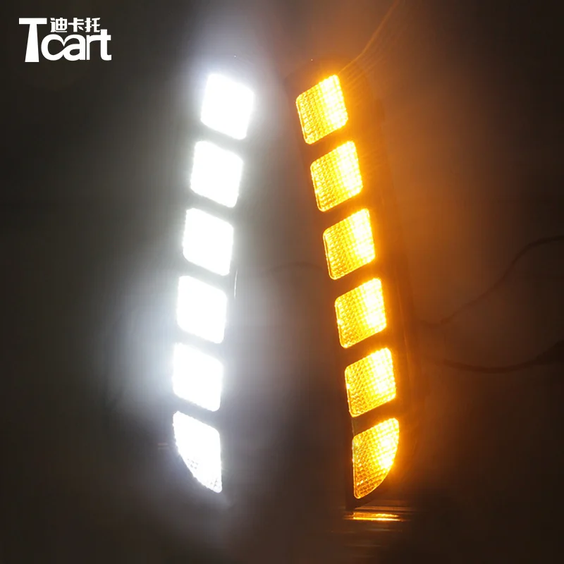 

Tcart 1Set High Quality Car DRL LED Daytime Running Light Auto Led Yellow Turn Signal Function Lamps For Ford Explorer 2016 2017