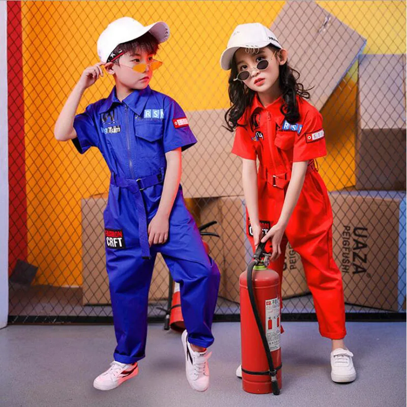 

Kids Adult Hip Hop Dance performance Jazz play suits Boys Girls loose overalls Pants harem Short sleeve jumpsuit dance costumes