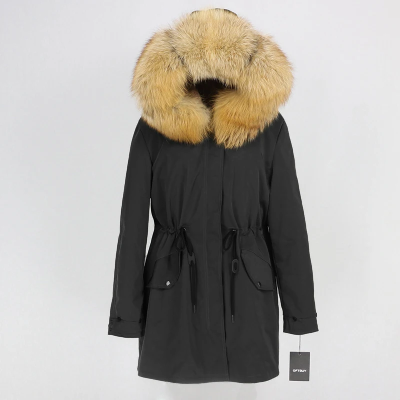 Пальто с натуральным мехом брендовая Водонепроницаемая зимняя куртка Женская