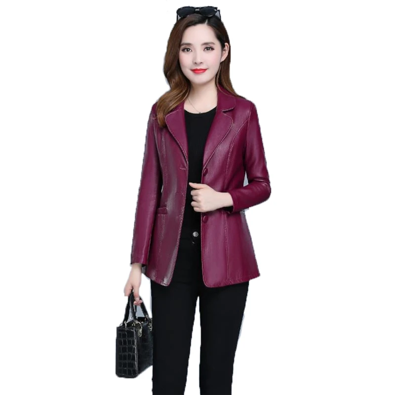 

Faux leather Coat Autumn Women Black Wine Red XL-6XL plus Size Korean Temperament Jacket Long Sleeve Short Fashion Jacket JD307