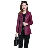 faux leather coat autumn women black wine red xl 6xl plus size korean temperament jacket long sleeve short fashion jacket jd307