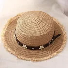 Соломенная шляпа на плоской подошве; Сезон лето-весна; Женские кепки для путешествий; Пляжные шляпы с цветочным принтом для отдыха; Черные дышащие модные шляпы с цветочным узором для девочек