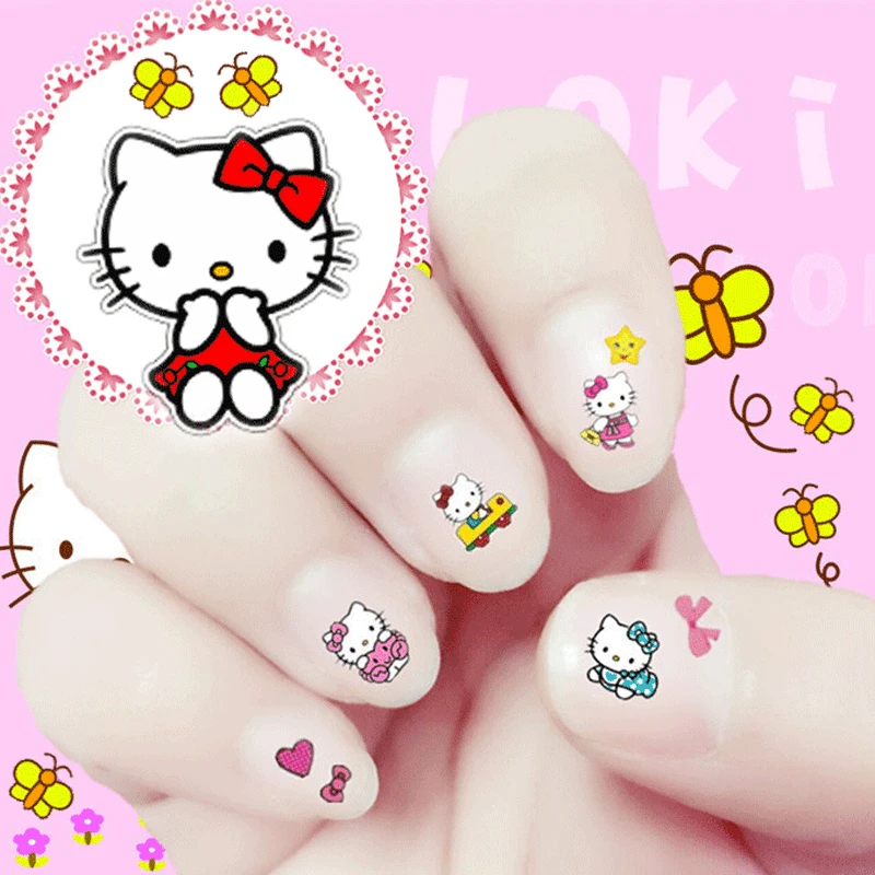 Новейшие 3D hello kitty декоративные Стикеры для дизайна ногтей водные наклейки для ногтей Переводные Фольга инструменты для маникюра мультяшный дизайн