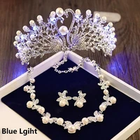 girls birthday party light tiara crown necklace earrings jewelry sets wedding bridal tiaras jewelry women hair accessories hg158