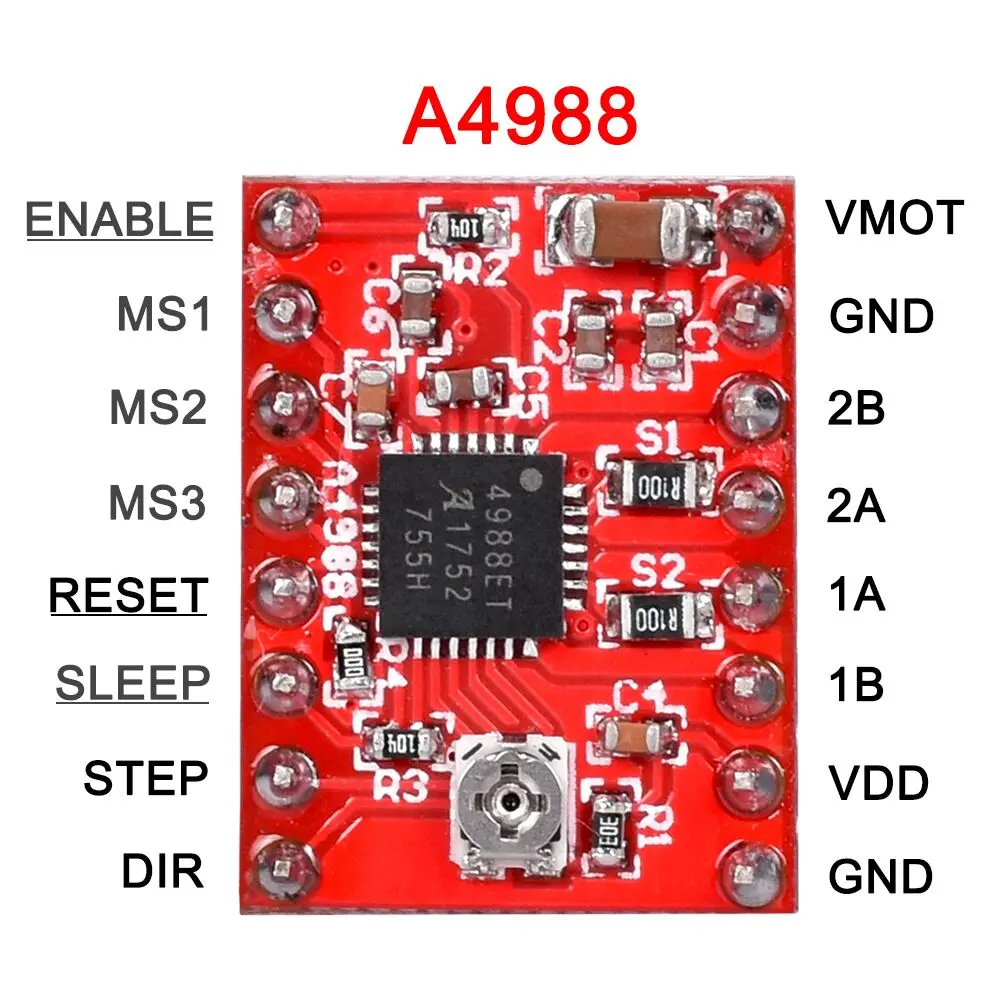 3D-принтеры Запчасти Stepstick A4988 DRV8825 Драйвер шагового двигателя Модуль с радиатор Reprap Рампы 1,4/1,5/1,6 Управление плата MKS