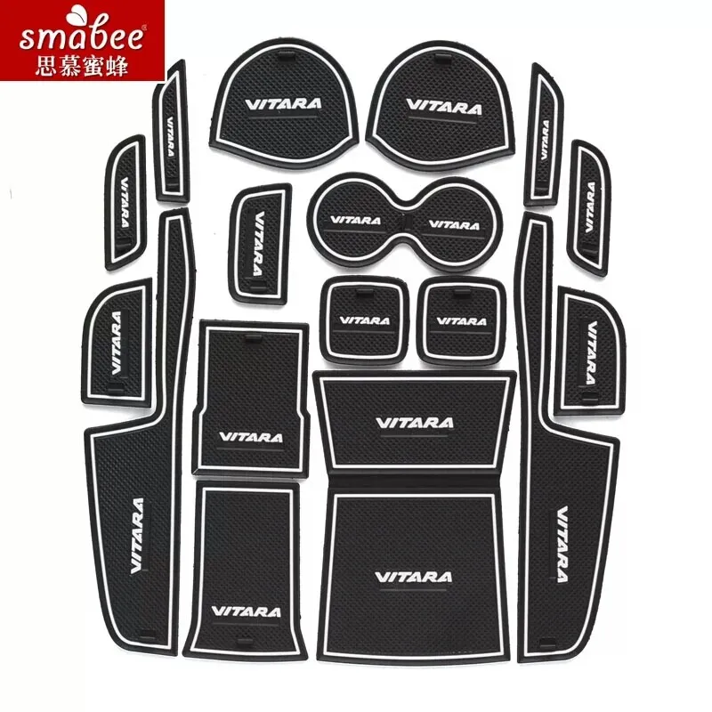 

17pcs/set,For Suzuki Vitara 2015 2016,Car Accessories 3D Rubber Mat Non-slip Mat Interior Cup Pad Door Groove Mat Smabee