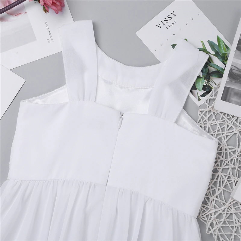 Summer Flower Shaped Rhinestone Girls Costumes Halter Neck Chiffon Dress for Kids Teen Weeding Party Vestidos Princess | Детская одежда