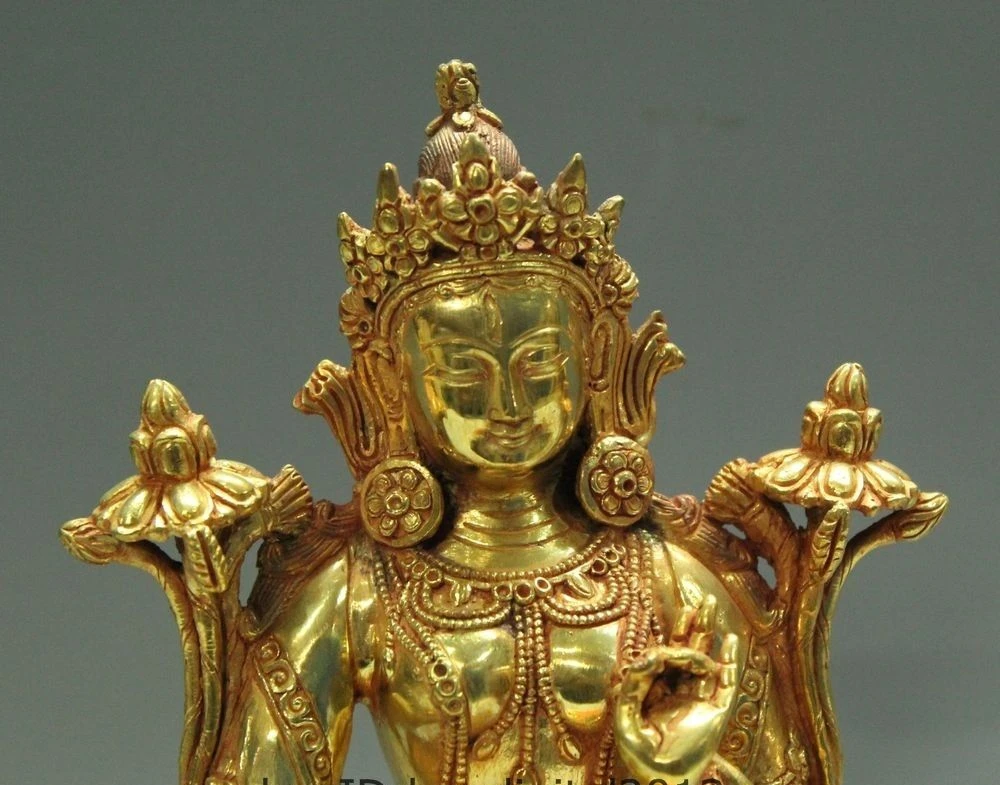 9 &quotТибетский буддизм бронзовый бело-золотые тара kwan-инь Гуаньинь Будда