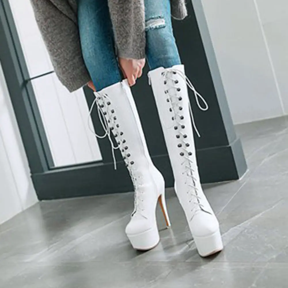 Lasyarrow/пикантные женские ботинки; Цвет черный, красный; обувь из лакированной кожи; женские сапоги на шпильках; обувь на высоком тонком каблуке со шнуровкой; Botas Feminina