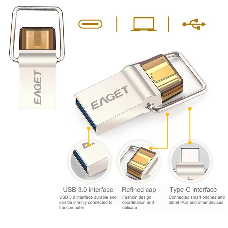 Eaget OTG USB флеш накопитель 32 Гб 16 3 0 Тип C флэш диск мини 64 флешки для ПК type телефонов