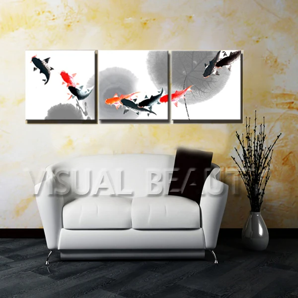 Бесплатная доставка Современные рыбки живопись холст печать искусство маслом