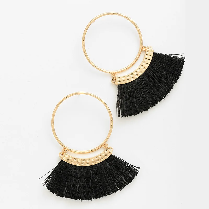 Кисточкой Круглый висячие серьги ретро милые для женщин Дамы Женская мода