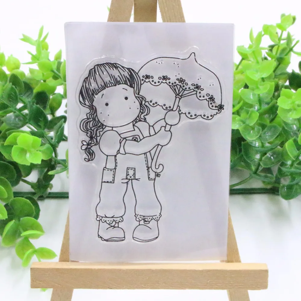 SP зонтик девушка ясно штамп силиконовый/печать для DIY Скрапбукинг/фотоальбом