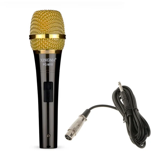 Gold PC-M10 ручной микрофон для караоке конденсатор для вокала металлический корпус сетчатый предохранитель профессиональный проводной микрофон для студийной записи - Цвет: Gold