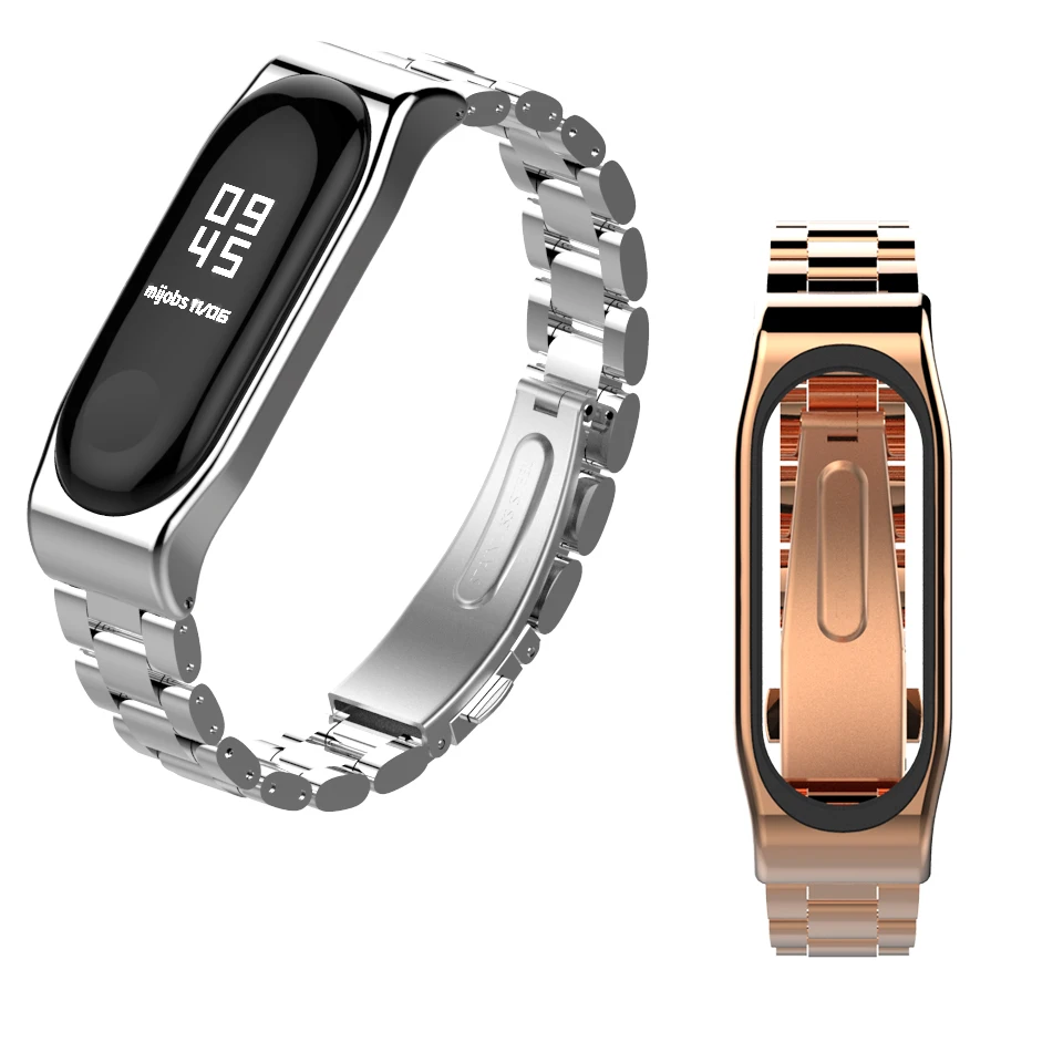 Mijobs металлический ремешок для Miband 4 3 Браслет Для Xiaomi Miband 4 3 Аксессуары для умных часов браслет из нержавеющей стали Miband 3 ремешок