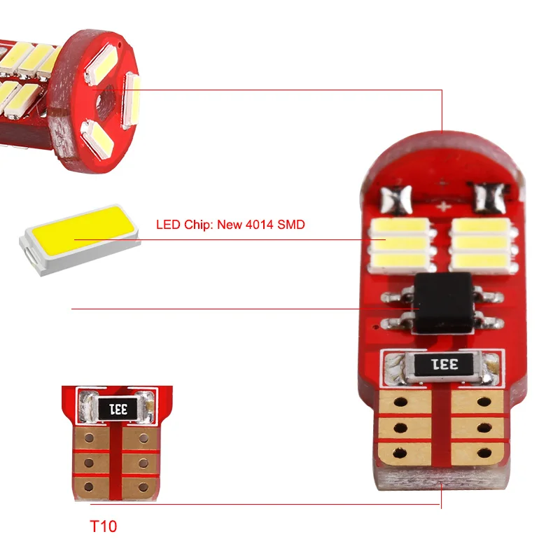 1 шт. Canbus T10 W5W 194 168 светодиодный 4014 SMD безошибочные лампы для автомобильного