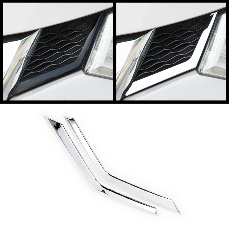 

For Nissan X-trail Xtrail T32 Rogue 2014 2015 2016 ABS Chrome Front Grille Stickers Decoration Case Cover Trim accessories 2pcs