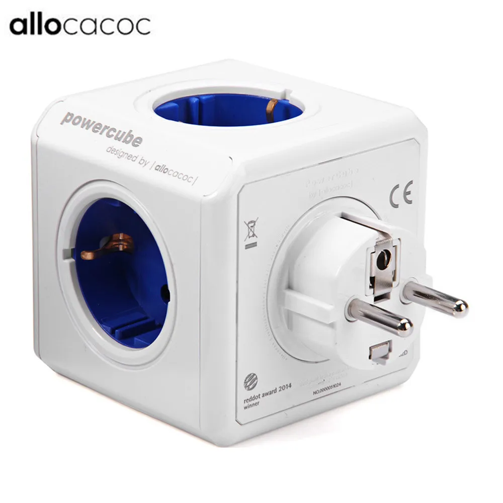 Розетка Allocacoc PowerCube DE с 4 розетками 2 USB порта адаптер для умного дома 16 А 250 В|allocacoc