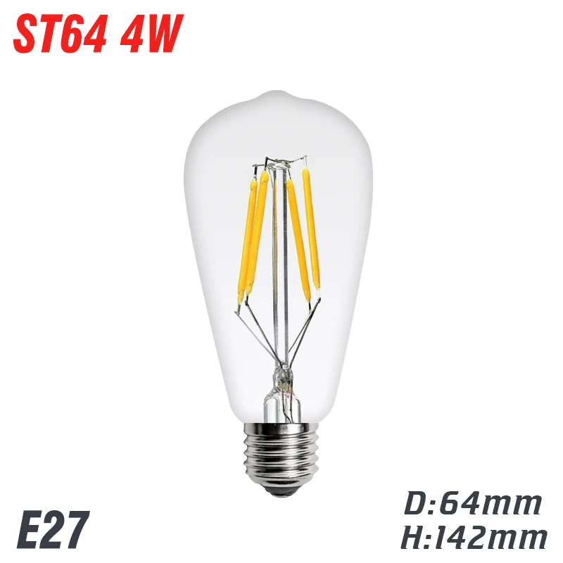 E27-ST64-4W-W Винтажный подвесной светильник из пеньковой веревки E27 Цоколь 1 м 2 м 3 м современный подвесной светильник в стиле лофт креативный подвесной светильник AC85-265V с двойной одинарной головкой - Цвет корпуса: E27-ST64-4W-W