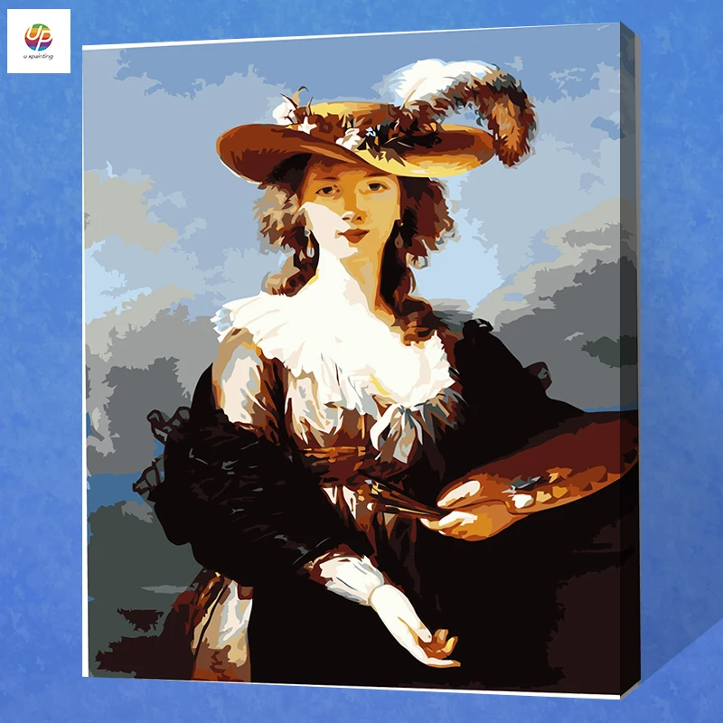 Бескаркасная цифровая картина по номерам женская шапка акриловая краска