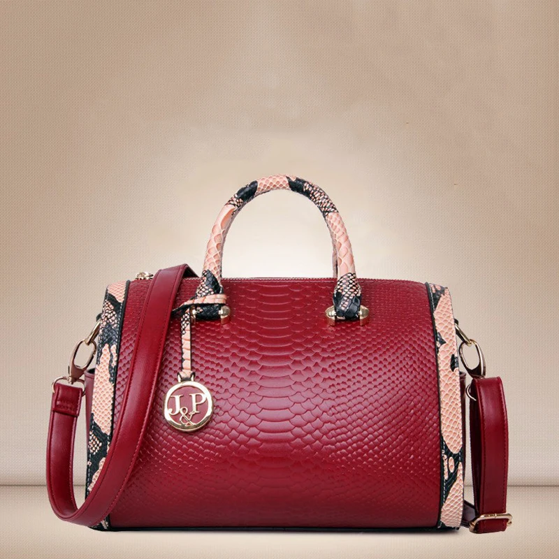 2018 Новый Для женщин сумки со змеиным узором Бостон посылка мода женская сумка