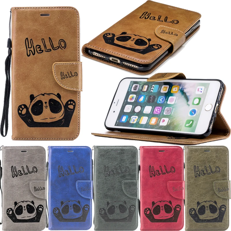 Рельефный 3D кожаный флип-чехол для телефона Hello Panda мягкий силиконовый чехол