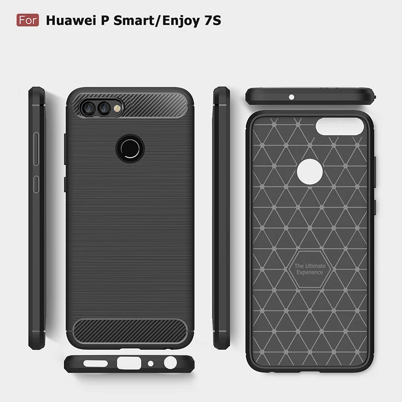For Huawei P Smart Case Cover TPU Silicone Bumper Anti-Shock Soft Carbon Fiber Cases Smart/Enjoy 7S |