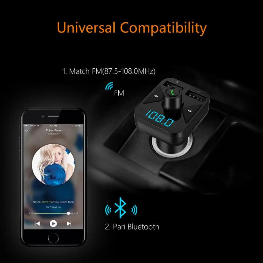 Новое поступление 2018 Bluetooth Автомобильный fm-передатчик беспроводной радио