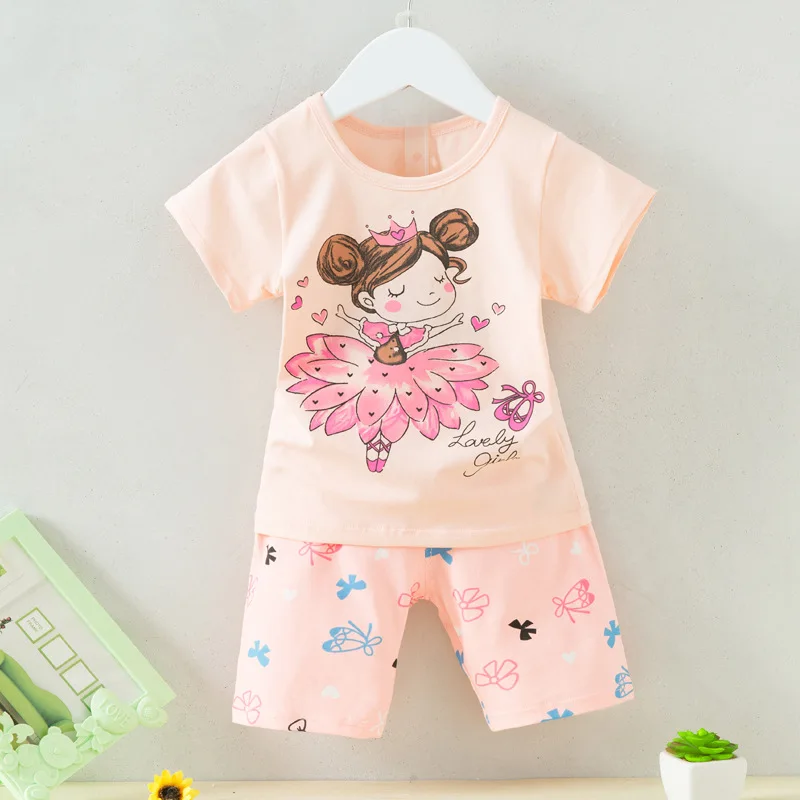 Girls Summer Clothing Sets T-shirts +Shorts Suits Cotton for70-130cm Children G086 | Детская одежда и обувь
