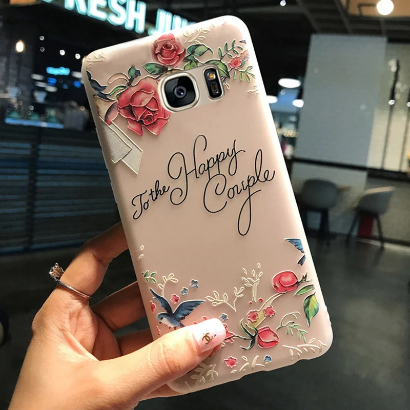 YueTuo матовый чехол для samsung galaxy S7 S 7 силиконовый роскошный 3d Цветочный прозрачный