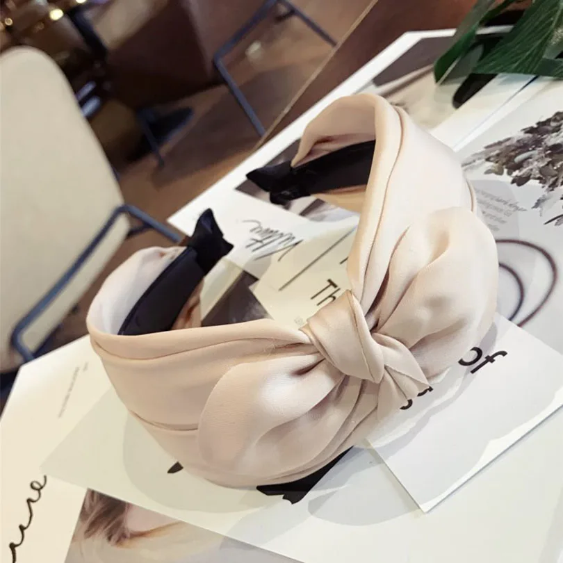 5 Haimeikang Rabbit Ear Cross Headband For Lady Double Hair Bow Hairband Girl Top Knot Turban Fabric Wide Hair Hoop - Цвет: 5