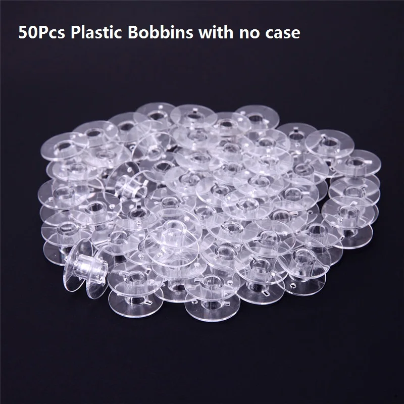 50Pcs no case 25 шт. прозрачный пустой катушки Шпулька чехол 25 сетки бобины чехол для хранения Коробка для Brother Janome Singer запчасти швейной машины - Цвет: 50Pcs no case