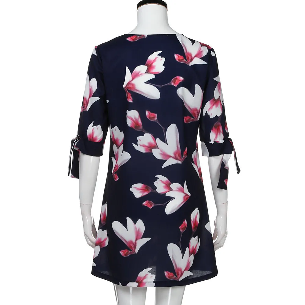 Женское коктейльное платье с бантом на рукавах Повседневное мини цветочным