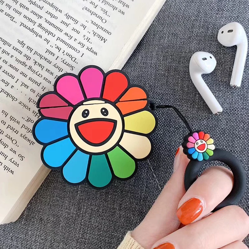 3D Такаши Мураками Kaikai Kiki цвета радуги корпусы гарнитурные для Apple Airpods