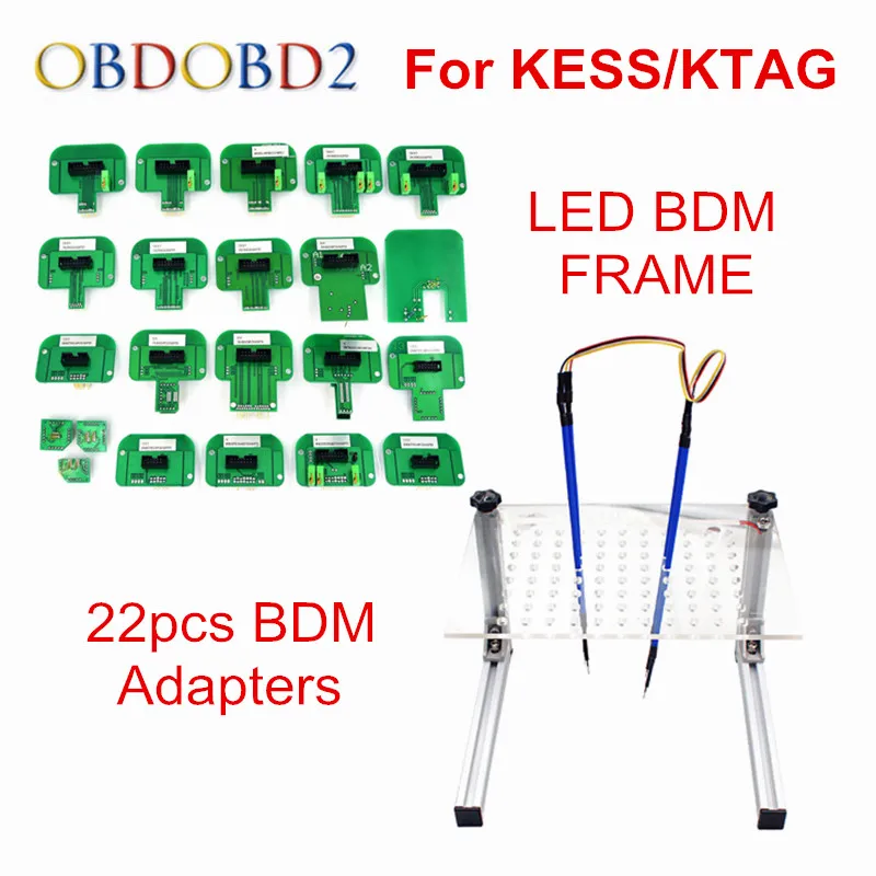 22 шт. BDM зонд адаптеры ЭБУ рампы для KESS KTAG BDM100/CMD100/FGTECH V54 Led BDM Рамка полный набор ЭБУ программист - Цвет: Синий