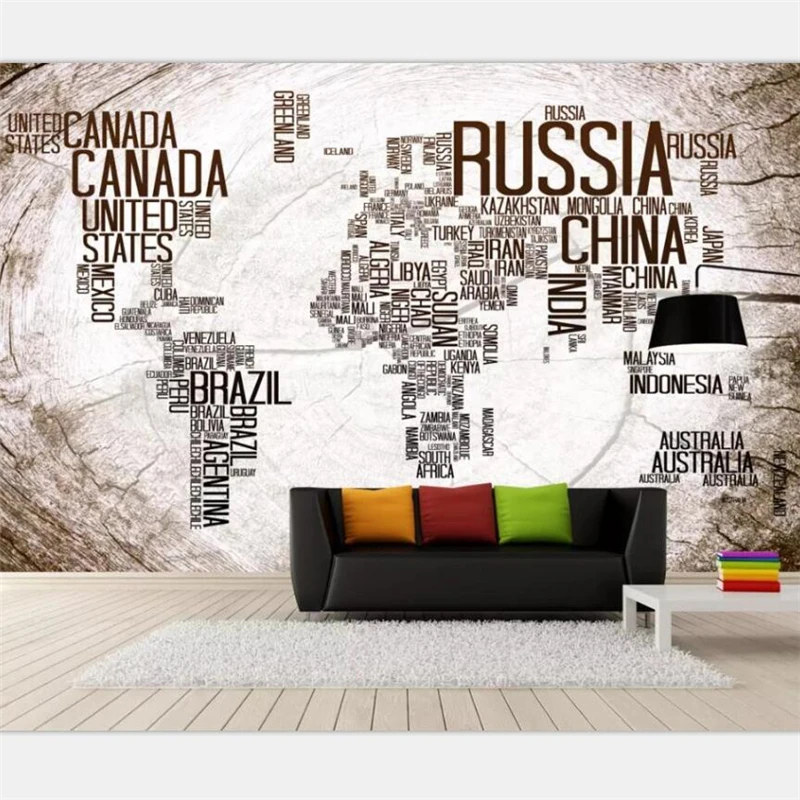 Обои на заказ большие высококлассные европейские ретро ностальгия Карта мира