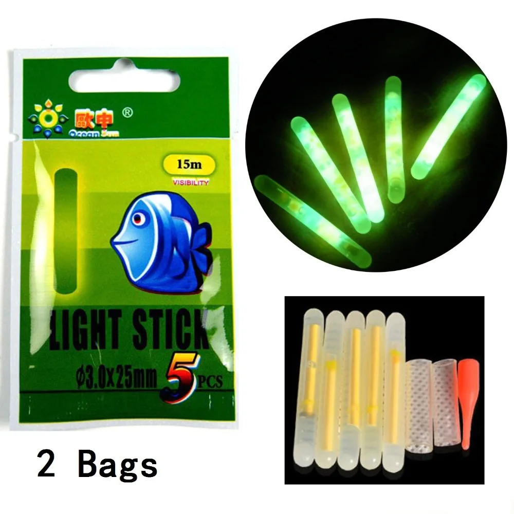 10 Bags/set химический фонарь для Карповой рыбалки поплавки зеленая флуоресцентная